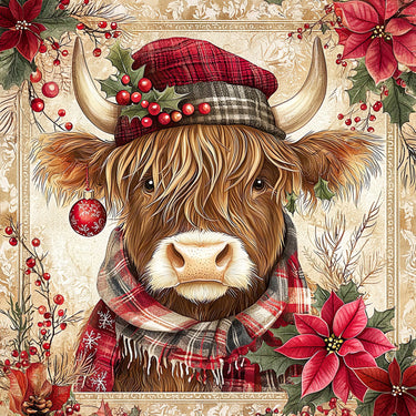 Christmas Highland Cow Sign, DCO-102167, Sign For Wreath, 10x10in Metal Sign